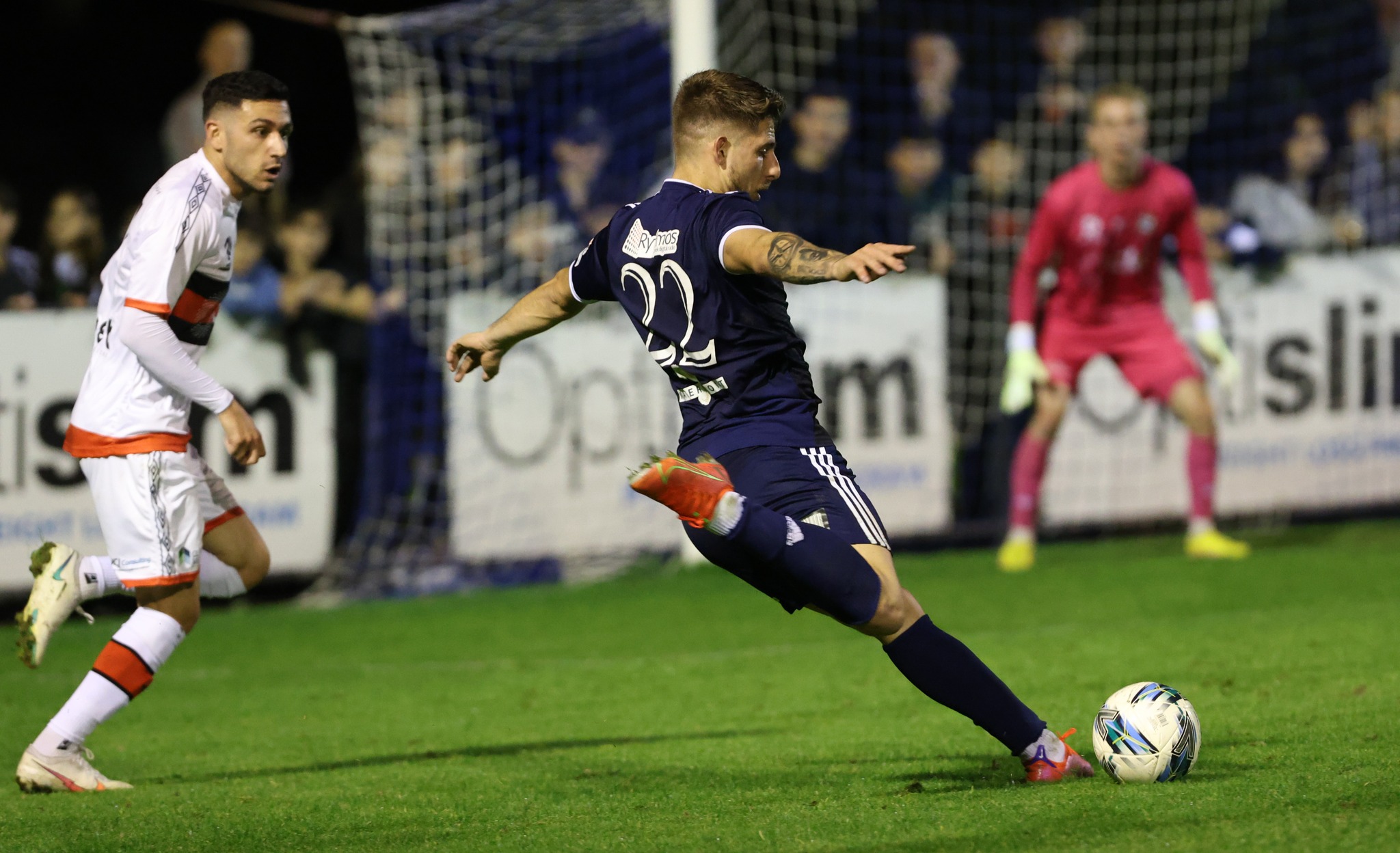 Stefan Valentini having a strike on goal against Altona in Round 9.