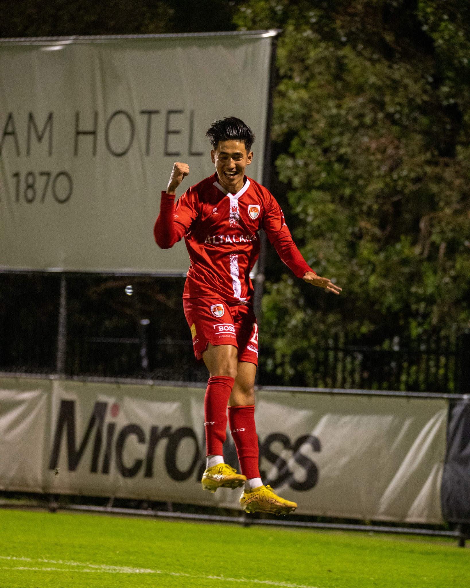 Jawad Rezai celebrating after scoring against Bentleigh Greens in Round 9.