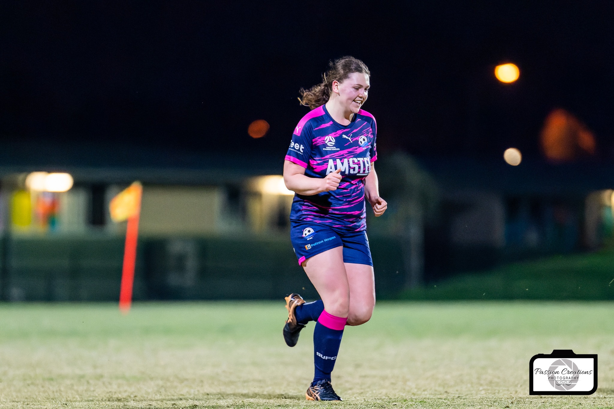 Southern United's Zarli Vandenberg celebrating scoring in Round 12. Picture: Passiom Creations.