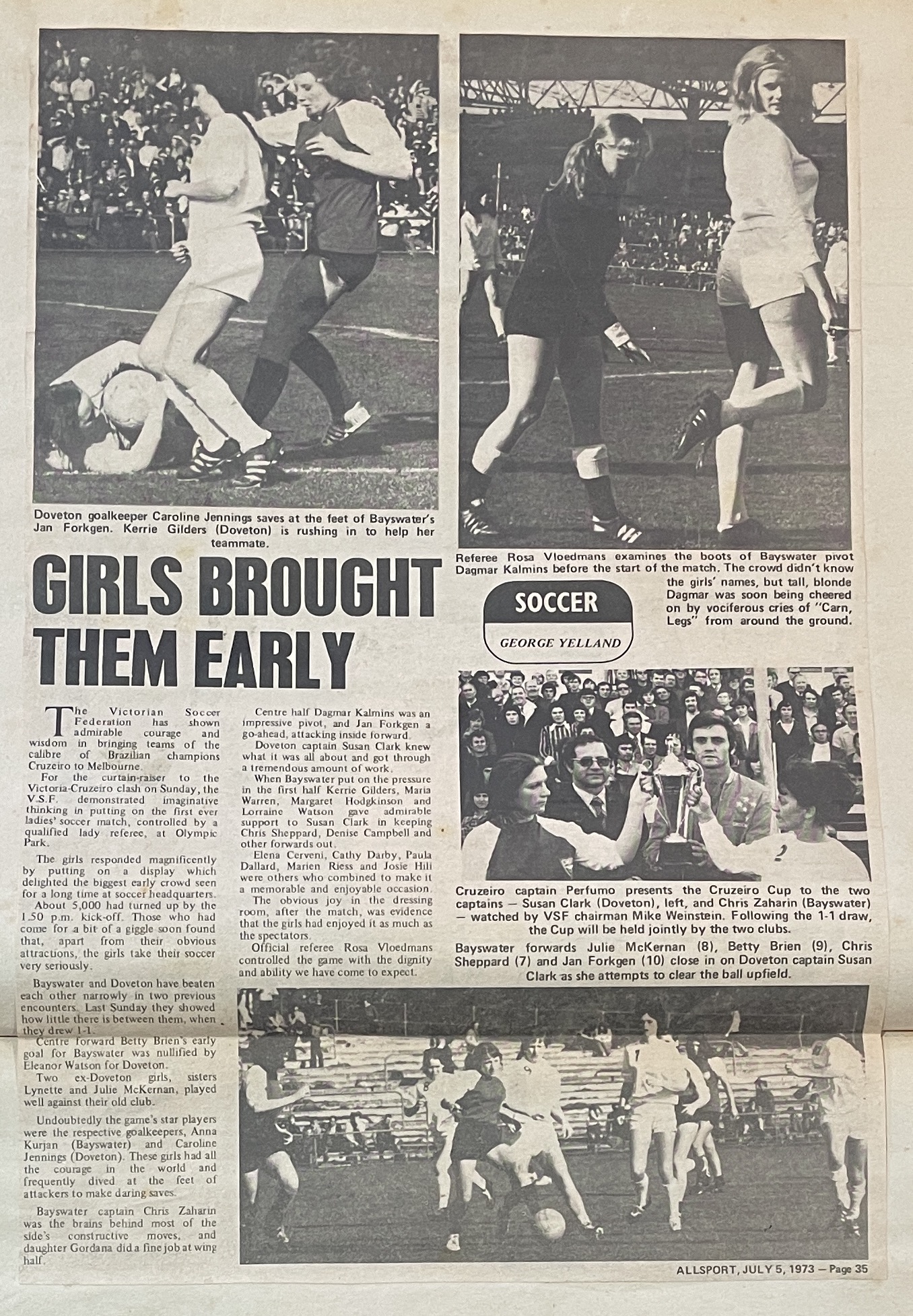 Allsport Weekly covers Doveton v Bayswater 1973