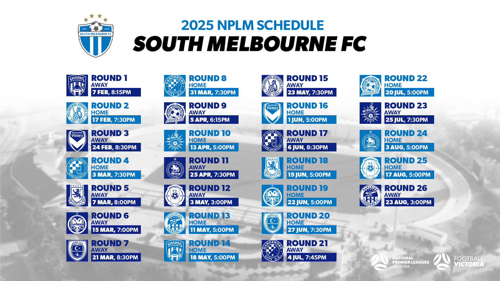 South Melbourne FC 2025 NPLM Fixture