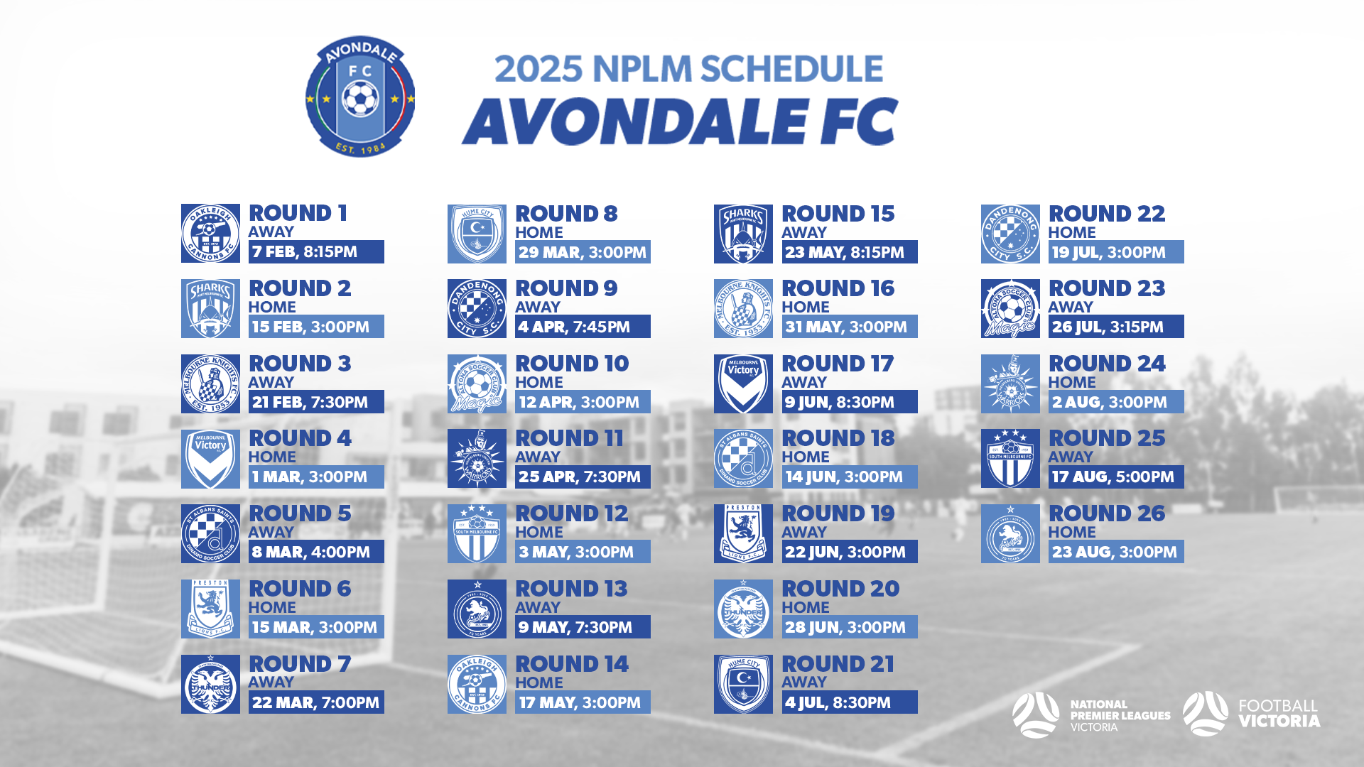Avondale FC 2025 NPLM Fixture