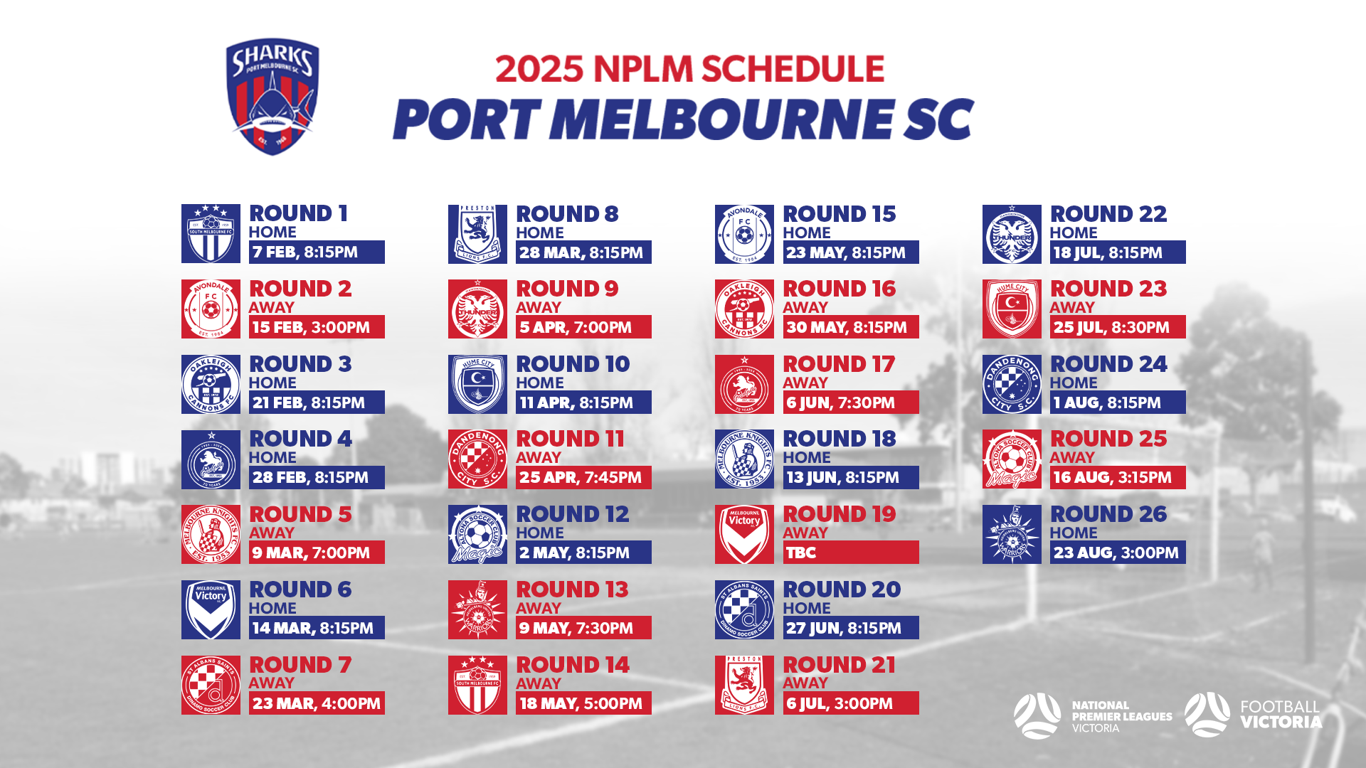 Port Melbourne SC 2025 NPLM Fixture