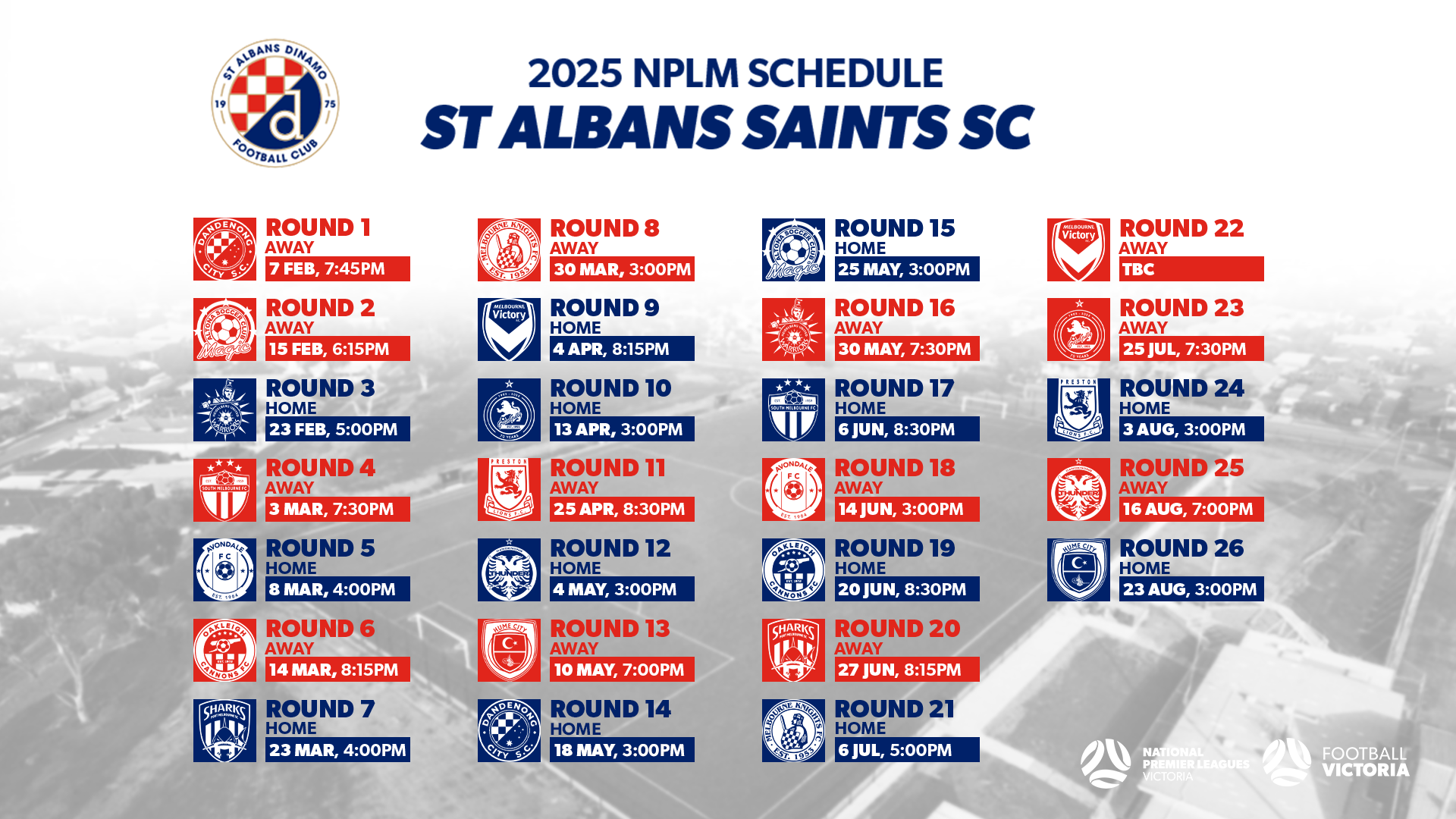 St Albans Saints SC 2025 NPLM Fixture