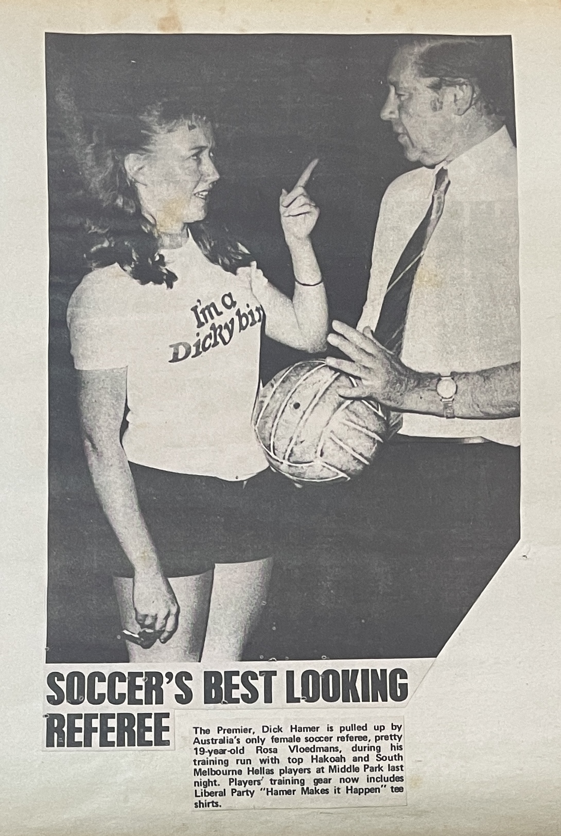Rosa Vloedmans with Victorian Premier Dick Hamer