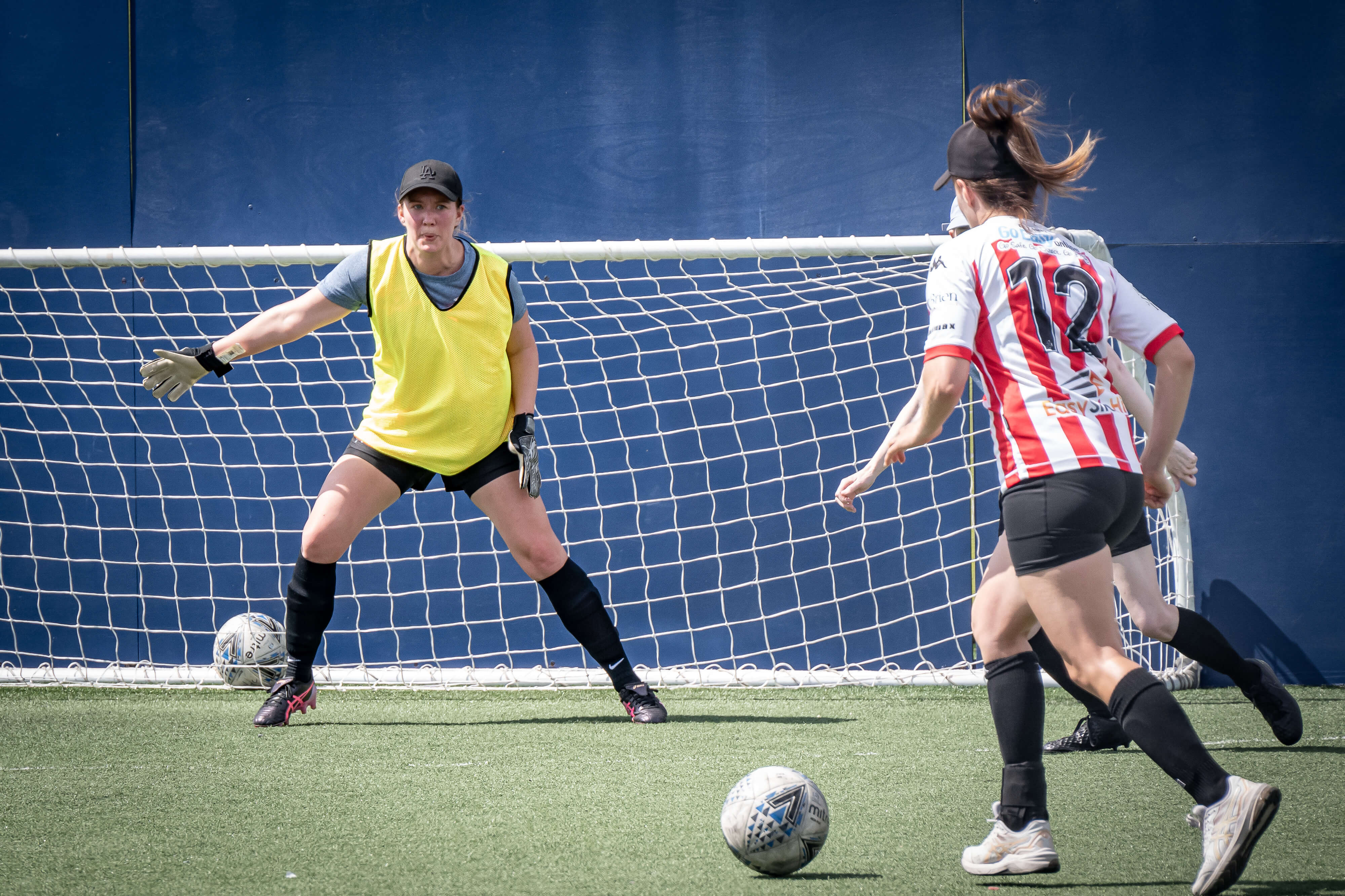 Women playing soccer