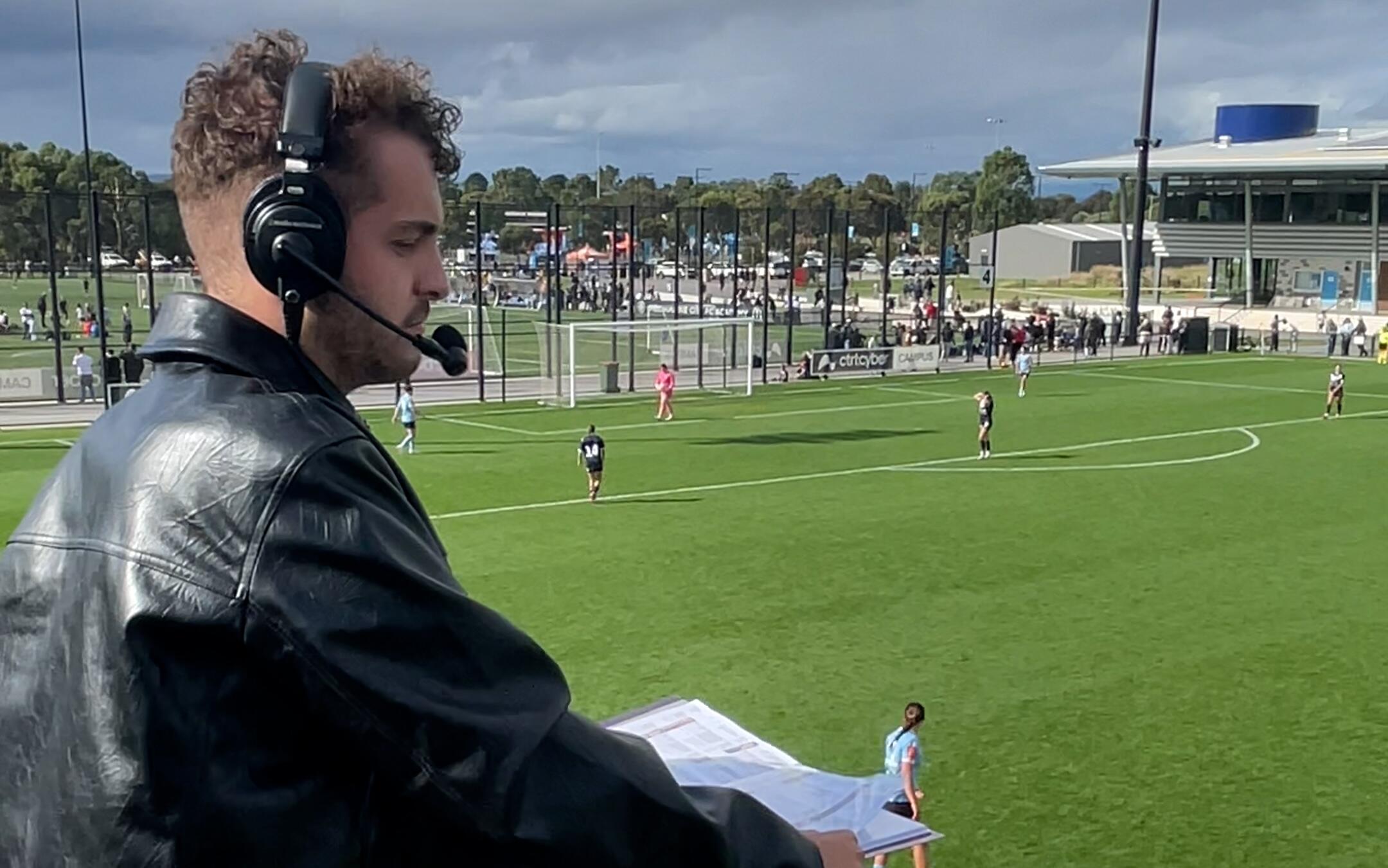Oliver Walker-Peel commentating NPLW Victoria