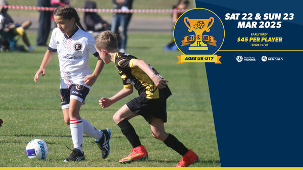 Boys and girls playing football in the Boys and Girls FC in Bendigo