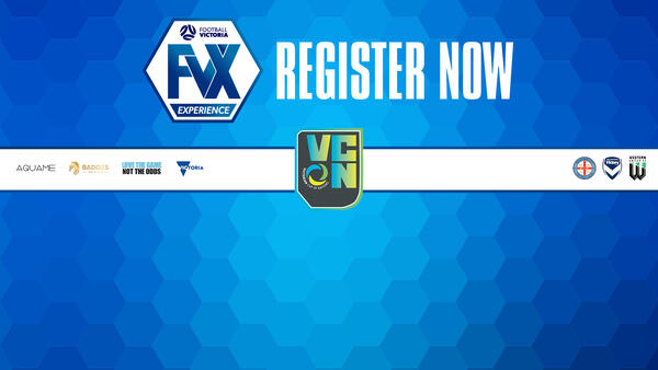 FVX Football Victoria Experience Register Now VCON, Sponsor and Melbourne A-League Club Logos