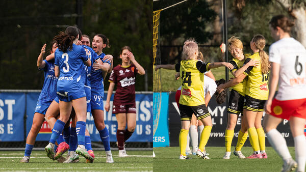 Box Hill United and Heidelberg United celebrate during the 2025 Senol NPLW Semi Finals